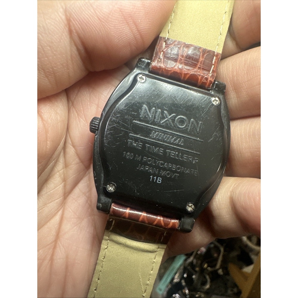 Working Nixon 40mm Men's Minimal The Time Teller P Black Watch Dial Rare - Picture 9 of 11